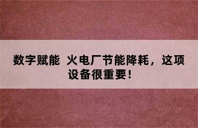 数字赋能  火电厂节能降耗，这项设备很重要！